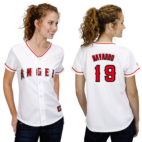 Efren Navarro #19 mlb Jersey-Los Angeles Angels of Anaheim Women's Authentic Home White Cool Base Baseball Jersey
